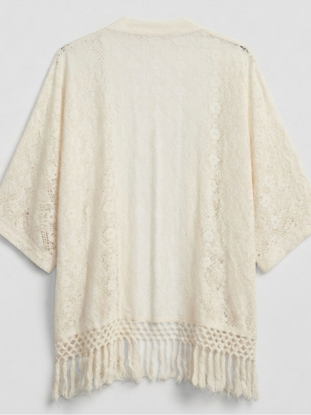 American Eagle Outfitters Cream Lace Fringe Shrug